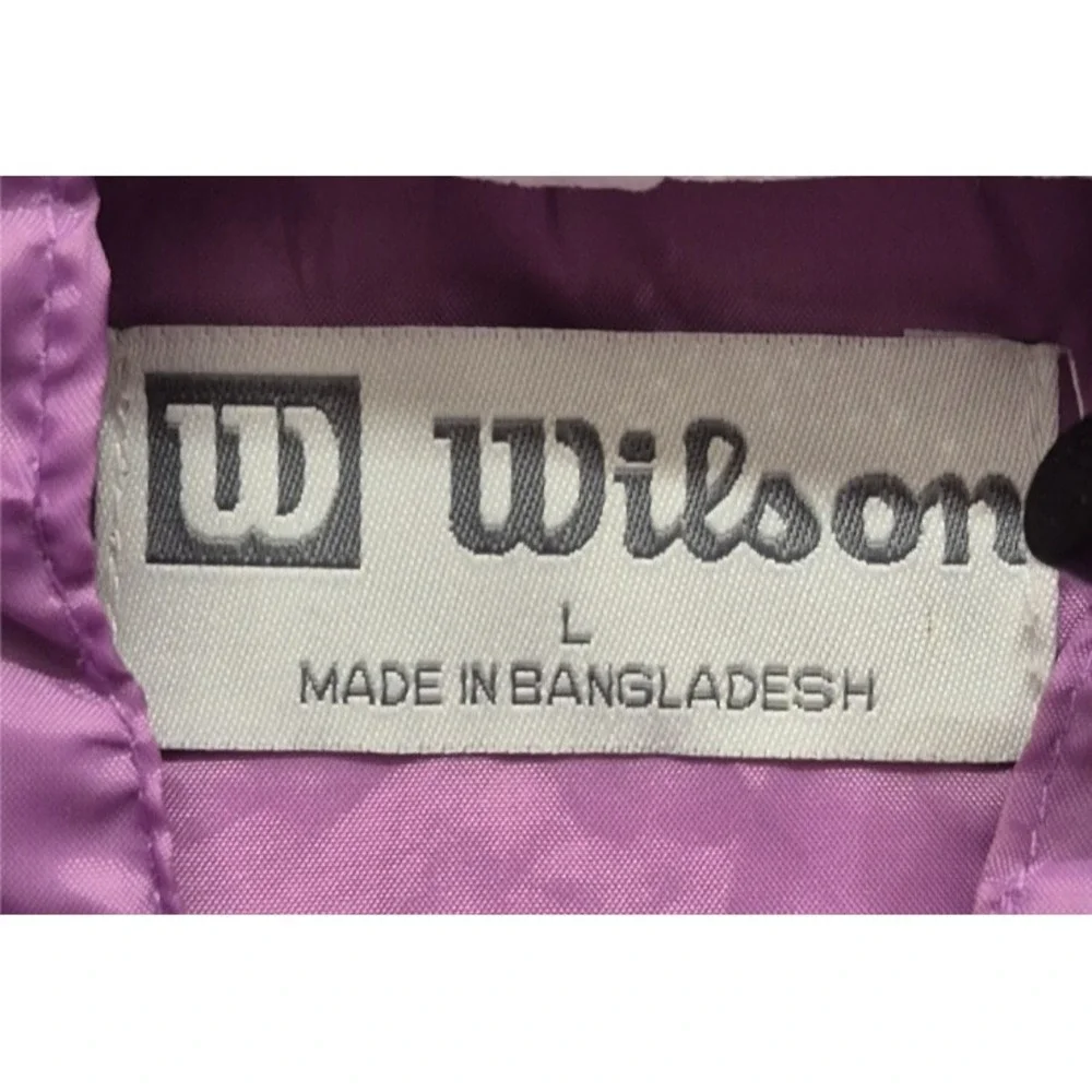 Wilson womens light purple full zip pocket windbreaker jacket LG hooded 90s - Picture 6 of 15